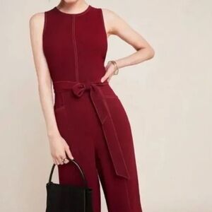 Anthropologie Greylin Belted Jumpsuit in Wine SZ S